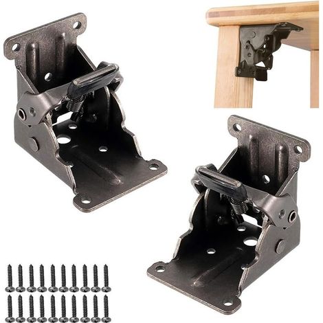 Ouylaf Lot de 2 charnières autobloquantes invisibles Verrouillage automatique Acier nickelé 0,25 cm Charge 200 kg Pour pieds de table et armoires (1/5)