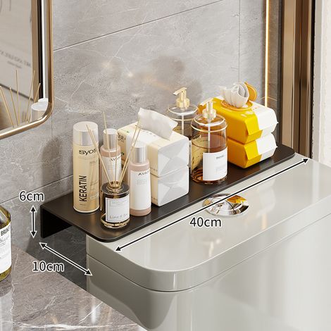 Regal über der Toilette, schmale Wandhalterung für Toilettenpapier, schwarzes Raumtrennregal (40x10x6 cm)-lsw