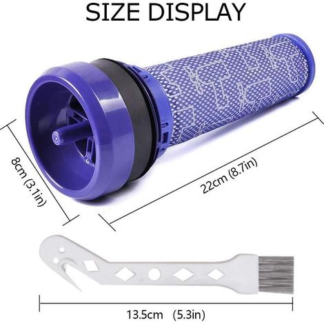Confezione da 2 prefiltri per aspirapolvere Dyson DC37, DC33C, DC39, DC28C e DC53, prefiltri lavabili per aspirapolvere Dyson, 2 filtri e 1 strumento di pulizia (1/4)