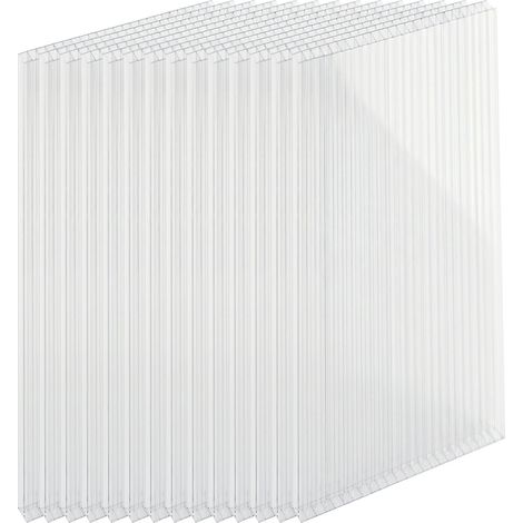 Relaxdays set de 14 placas de doble pared, 6 mm, para invernadero, 121 x 60,5 cm, policarbonato transparente