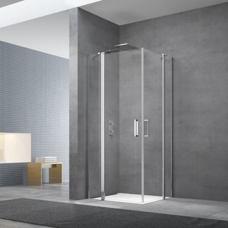 Swiss Aqua Technologies Fusion 90x80cm puertas de ducha acces de esquina anticalcáreas con perfiles cromados brillantes (SATFUD9080-SET)