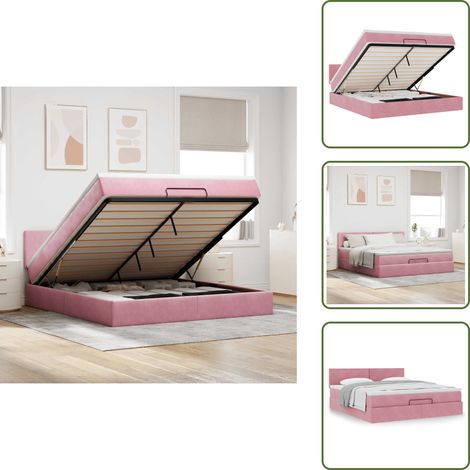 vidaXL Ottoman-Bett mit Matratze Rosa 180x200 cm Samt (1/5)