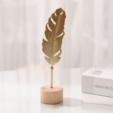Feuille Décorative En Métal - Sculpture Tableau Dorée Forme Feuille D'érable - Pour Salon Chambre Bureau Étagère - 1 Pièce (1/5)
