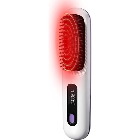 Beheizbarer Glättkamm – Für voluminöse Locken – Kabellose Touch-Steuerung – 20 cm Länge – Schwarz und Weiß