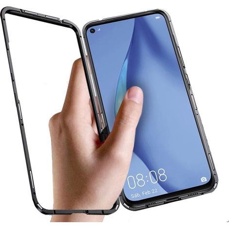 Funda para Huawei P40 Lite, carcasa trasera magnética de cristal, negra. (1/4)
