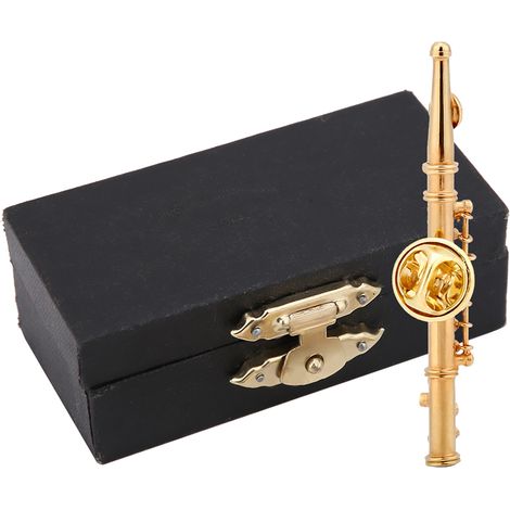 Broche instrument de musique en forme de flûte, accessoire cadeau de collection, doré (1/5)