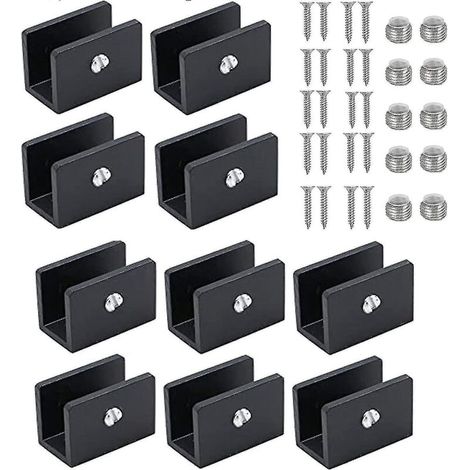 Lot de 10 supports de fixation réglables pour étagères et garde-corps en verre de 8 à 10 mm d'épaisseur. (1/5)