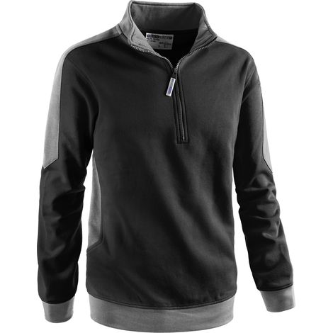 FELPA MEZZA ZIP PATCH NERO/GRIGIO