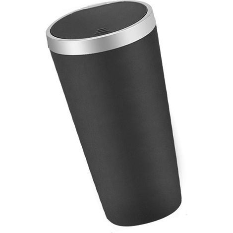 Poubelle Voiture Compacte avec Couvercle, Corbeille Auto Lavable et Imperméable, Fixation Porte-Gobelet, Sac à Déchets pour Véhicule (1/5)
