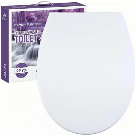 Abattant WC Frein de Chute Lunette Toilettes WC Clipsable Blanche (1/5)