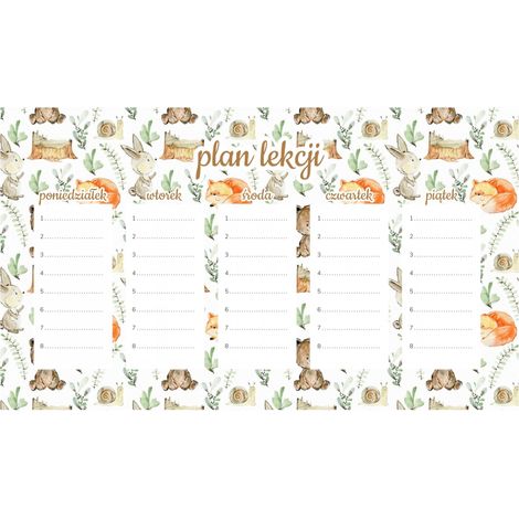 Magnetischer Unterrichtsplan Teddybären, Füchse und Kaninchen 30x17,5CM