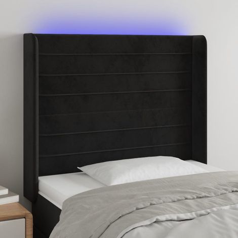 vidaXL Tête de lit à LED Noir 103x16x118/128 cm Velours (1/5)