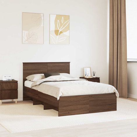 vidaXL Struttura del letto con testiera Rovere Marrone 120 x 123 cm (1/5)
