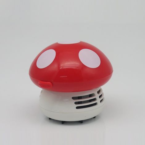 Mini aspirateur de bureau en forme de champignon mignon, aspirateur portable pour poussière de clavier, bureau et maison, nettoyage compact et silencieux (1/4)