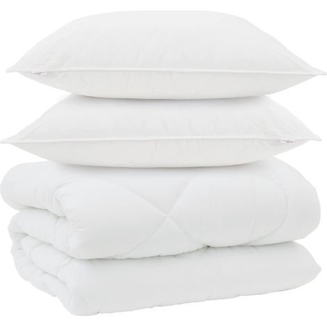 Duvet d'hiver avec oreiller 3 pcs Blanc Microfibre (1/5)