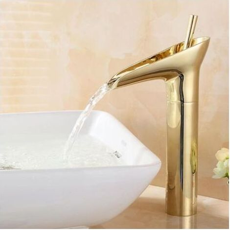 Robinet Salle Bain Cascade Robinet Lavabo Mitigeur Cascade Tobinet Haut Salle Bain Cascade Bassin Tobinet Salle de Bain Doré Robinet Lavabo Doré (1/5)