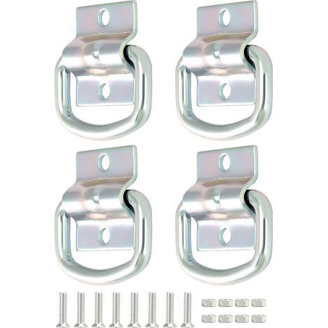 Set mit 4 robusten D-Ring-Zurrösen – verzinkter Stahl – zur Sicherung von Anhängern, LKWs, Booten und Kajaks (1/4)