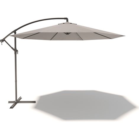 Ombrellone 3x3 M Decentrato Retrattile Braccio Rotabile 360° Chiusura Manovella Base A Croce Giardino Esterno Piscina Bar In Acciaio Inossidabile Telo 180 g/m2 Impermeabile Anti UV (Grigio Scuro)