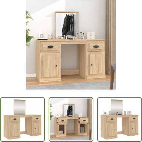 Rangement beauté - Coiffeuse avec miroir chêne sonoma 130x50x132,5 cm (1/5)