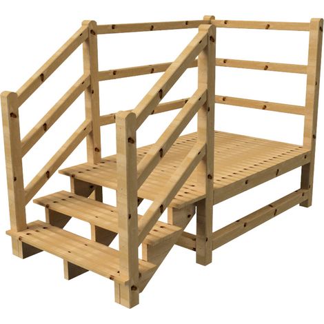 MILANO Außentreppe 3 Stufen H54 cm - Podest L189 x B120 cm - Treppengeländer links und rechts - Podestgeländer links und hinten