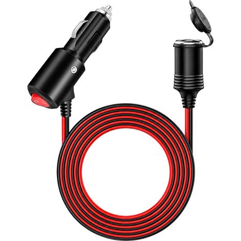 Rallonge Prise Allume-Cigare 12 V/24 V 2 m avec Interrupteur LED, 16 AWG (1/5)