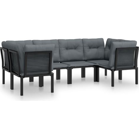 Maison Exclusive - 6-tlg. Garten-Lounge-Set Schwarz und Grau Poly