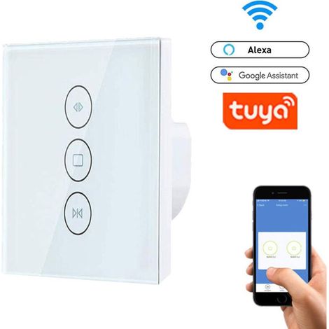 Intelligenter WLAN-Rollladenschalter, Vorhangwandschalter kompatibel mit Alexa-Sprachfernbedienung, Touchscreen-WLAN-Schalter, Touch-Wandschalter [benötigt einen Neutralleiter] (1/4)