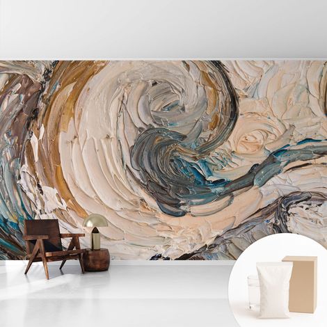 Fototapete Tapete Vliestapete mit Kleber - trendige Wanddeko - Schlafzimmer - Wohnzimmer Bunte Wirbel 416x254 cm (1/5)