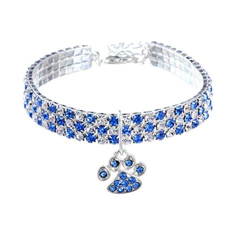 Collier pour Animal de Compagnie avec Diamants - Réglable - Pendentif en Forme de Griffe de cœur élastique - pour Chat et Chien - Petit Collier pour Animal Domestique (1/4)
