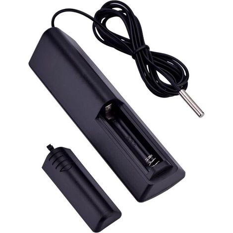 Thermomètre Compteur De Température Numérique À Cristaux Liquides LCD Mesure De L'humidité Capteur De Sonde Câblé pour Réfrigérateur Aquarium Climatiseur(Noir) (1/3)