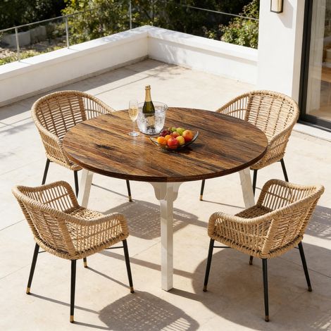 Table de petit-déjeuner au design exceptionnel, table basse ronde, table à manger (table seule) avec un plateau stable pour une installation sécurisée.