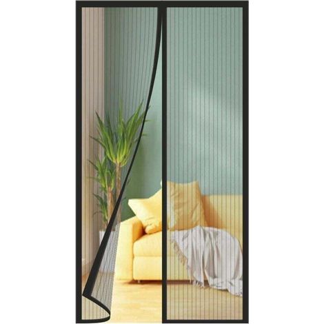 Moustiquaire Porte Fenetre Magnétique 120x210cm, Rideau Anti Moustique Convient à Toutes les Tailles de Portes de Balcon, de Portes de Salon, de Portes Extérieures, de Portes Coulissantes, etc. Noir (1/4)