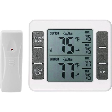 Wireless Digital Refrigerator Thermometer Audible Alarm Indoor Outdoor Thermometer with Sensor Freez (1/5)