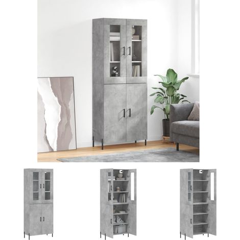 Stauraum - vidaXL Highboard Betongrau 69,5x34x180 cm Holzwerkstoff - Schrank (1/5)