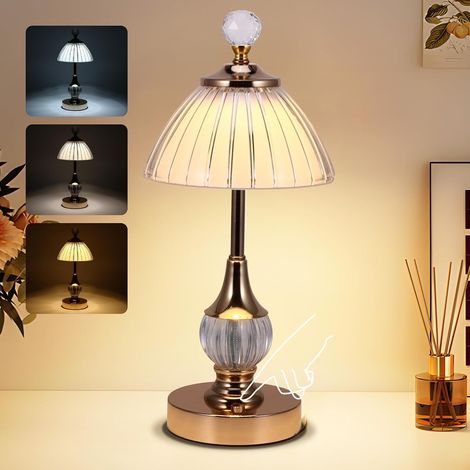 Lampada da comodino ricaricabile tramite USB con cristalli e funzione touch, 3 modalità di illuminazione regolabili, lussuosa decorazione multiuso per la casa e idea regalo. (1/4)