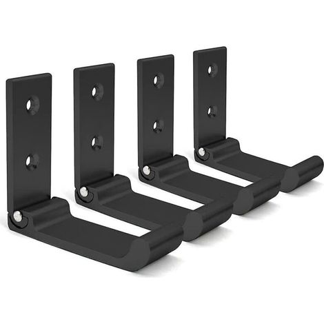 Klappbare Wandhaken, 4er-Set, Helmhalterung und Kleiderhaken, aus Aluminium, schwarz (1/5)