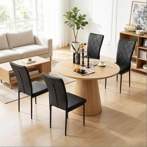 Sillas de comedor negras de polipiel y metal, lote de 4 HAVRYA (1/5)