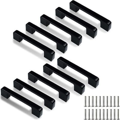 Set mit 10 quadratischen Küchentürgriffen aus Edelstahl mit einem 128 mm Mittelloch (Schrauben inklusive) (1/5)