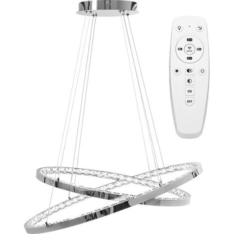 LAMPADA A SOSPENSIONE APP771-3CP CRISTALLO LED + TELECOMANDO 2-PUNTI LUCE 70X70X50-100CM REGOLABILE