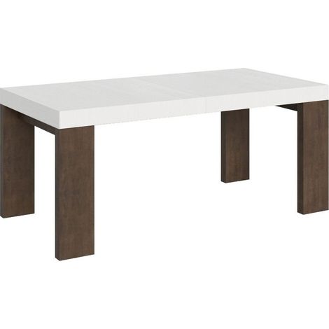 Table rectangulaire extensible blanche et bois noyer 180 Ă 440cm Ribo-Support 4 pieds (1/5)