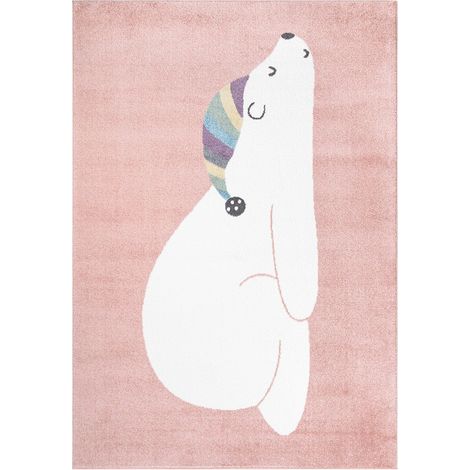 Tapis pour chambre d'enfant Motif Ours Blanc (Rose et Blanc - 160x230cm) (1/5)