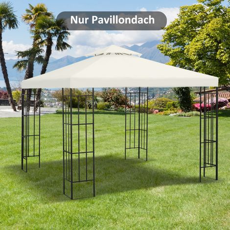 Toiture de remplacement pour tonnelle 3x3m, toit hydrofuge pour tonnelle métallique, toit de remplacement pour tonnelle de jardin, tente de réception, tente de jardin, polyester, blanc crème (1/5)