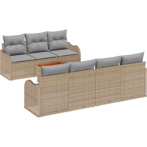 Maison Exclusive - Gartensofa-set 8 pcs Beige und Hellgrau Poly-R