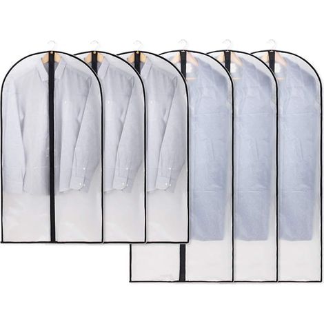 Sac à vêtement anti-mites transparent Protéger les vêtements Chemise et costume - Lot de 6, 120 x 60cm/100 x 60 cm Autres rangements (1/5)
