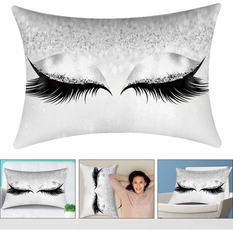 Taie d'oreiller 3050cm à cils brillants pour canapé, lit, voiture, coussin lombaire (O) (1/5)