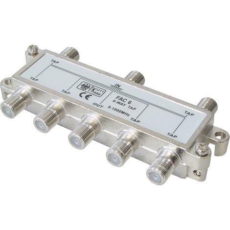 Rubinetti Rubinetto a 6 vie, f-jack - 7x f-jack, serie consumer 5 - 1000 mhz, perdita passante:500 mhz: 5,0 db, perdita del rubinetto:500 mhz: 12,0 db ± 1,0