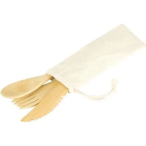 Pebbly - Set de couverts réutilisables en bambou 21cm