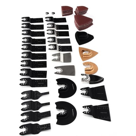 Kit de lames pour outil oscillant en acier à haute teneur en carbone, kit de lames de scie pour outil multifonction oscillant, pour le métal et le bois. (1/5)