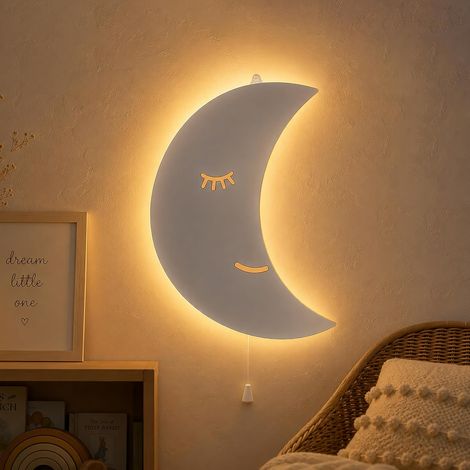 Veilleuse murale à LED alimentée par piles pour chambre d'enfant (croissant de lune) (1/5)