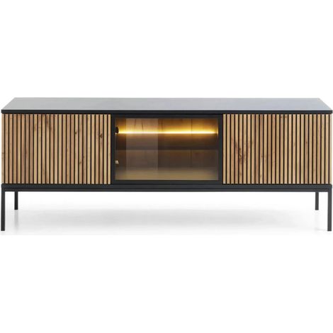 EMMY - Meuble TV 2 portes 150cm - Blanc (1/4)